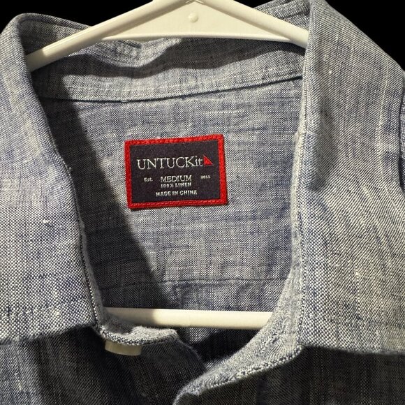 Untuckit Linen Long Sleeve Button Down Shirt Slim Fit Size M - Picture 4 of 5